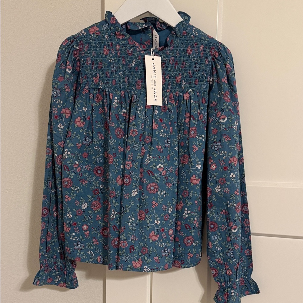 NWT Janie and Jack Teal Floral Blouse